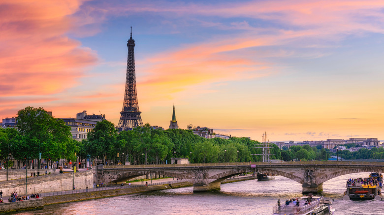 The Eiffel Tower at sunset