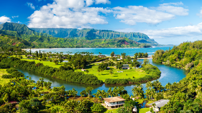 An aerial shot of Hawaii island.