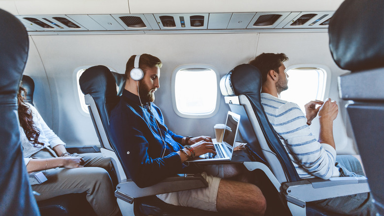 Man working mid-flight