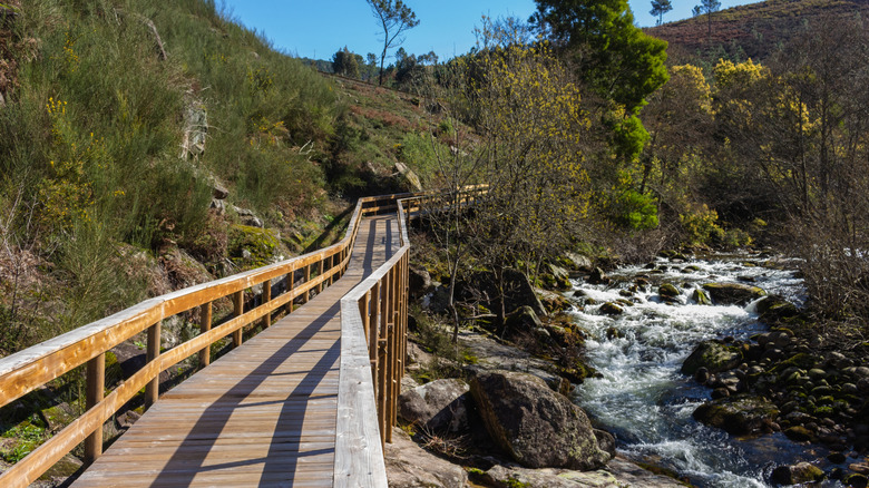 A boardwalk portion of the Ecovia de Vez in Valdevez, Portugal