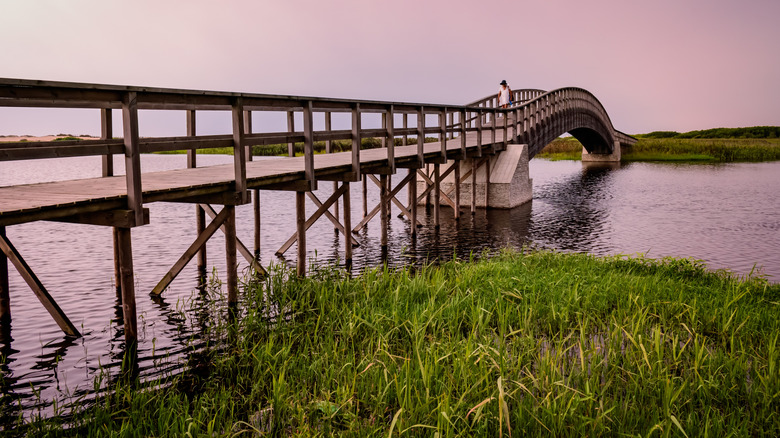 The bridge on the Esmoriz boardwalk in Esmoriz, Portugal