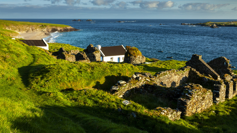 abandoned Blasket Island village area