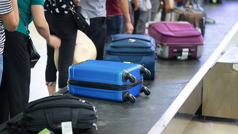 Luggage on airport conveyer