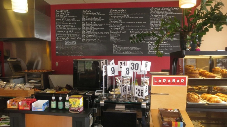 Counter at Baguette Café with food