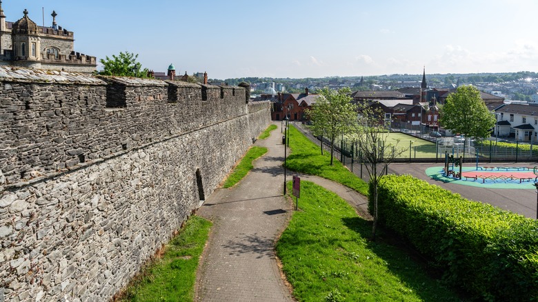 The old city walls in Londonderry-Derry, Northern Ireland