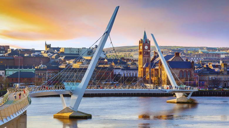 The Peace Bridge in Londonderry-Derry, Northern Ireland
