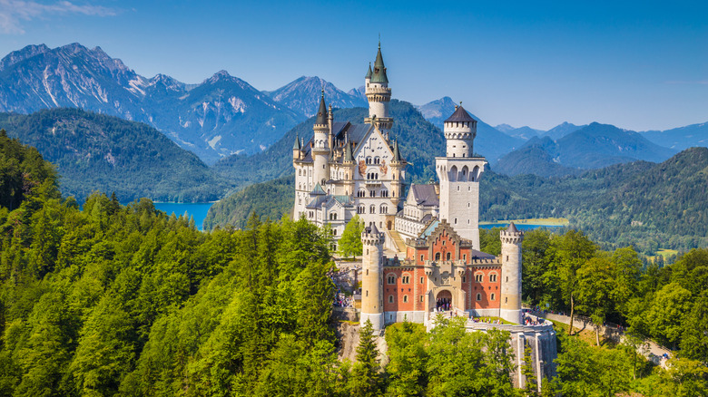 Neuschwanstein Castle rising above the Bavarian forest