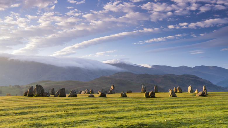 Clouds and early morning sky over Castlerigg stone circle