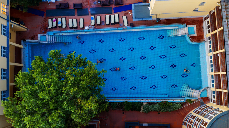 Bird's eye view of a pool at Lukács Thermal Bath