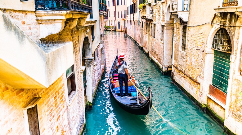 A gondola in the canals of Venice