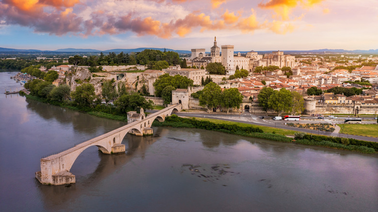 sunset view of Avignon