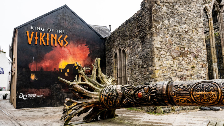 Murals of the "King of the Vikings" VR experience, housed in the medieval Black Abbey