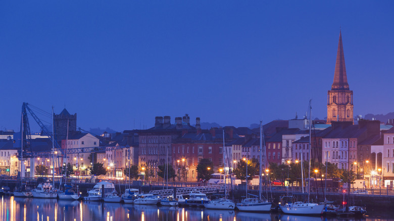 Waterford city skyline at dusk