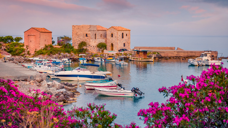 boats moored in Kardamyli harbor