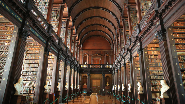 Bookshelves in the Old Library of Trinity College, Dublin