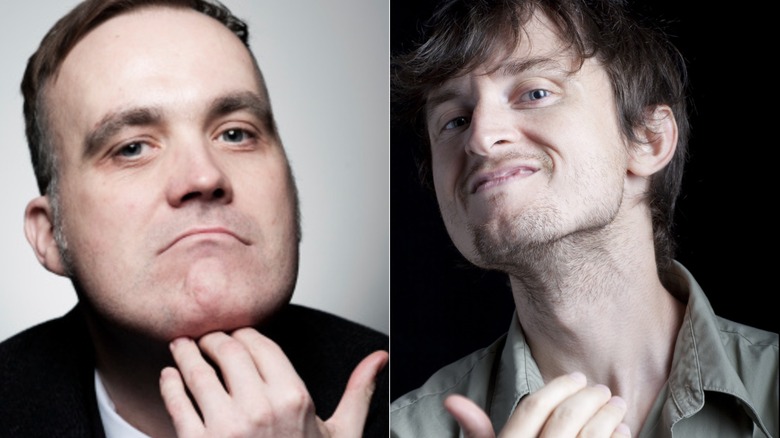 two men doing the European chin flick