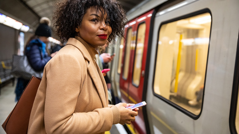 Traveler waiting for the Tube in London