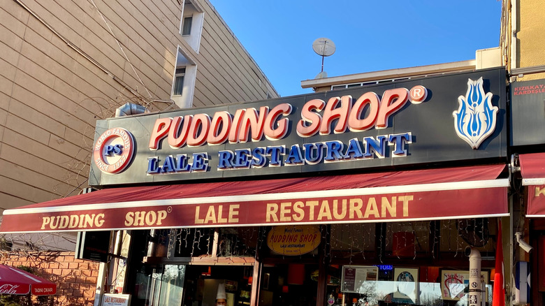 The frontage of historic restaurant 'The Pudding Shop' in Istanbul