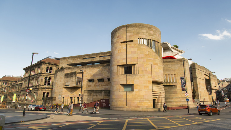 Stone facade of National Museum of Scotland in Edinburgh