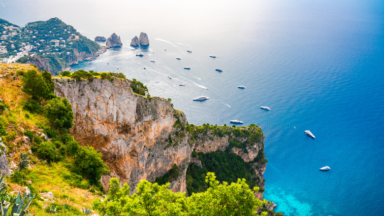Rugged coastline of Capri in Italy
