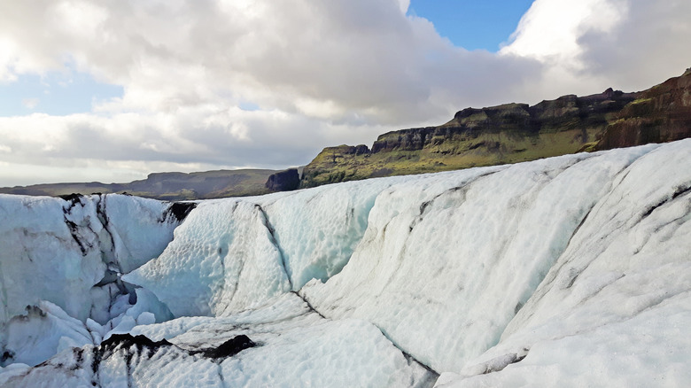 A photo taken on top of a glacier in Iceland