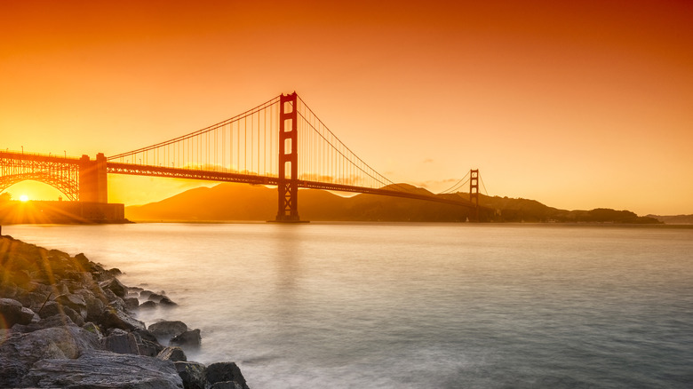 Sunset over the Golden Gate Bridge in San Francisco