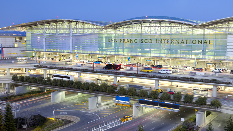 San Francisco International Airport at dusk