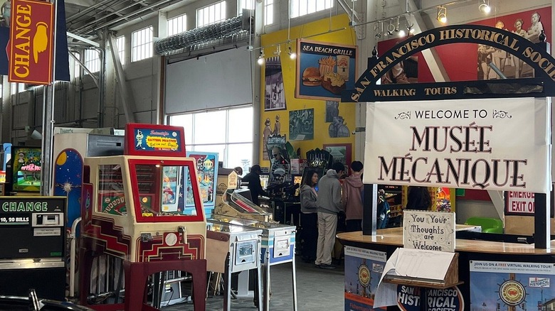 Inside Musee Mecanique with games and coin machine