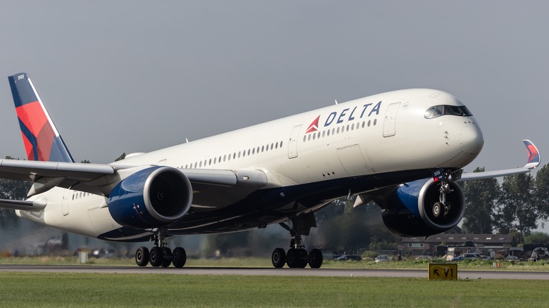 Delta airplane taking off