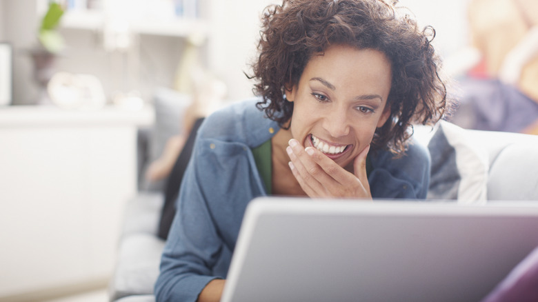 Woman on laptop at home
