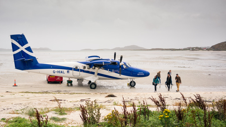 Landed airplane at Barra Airport