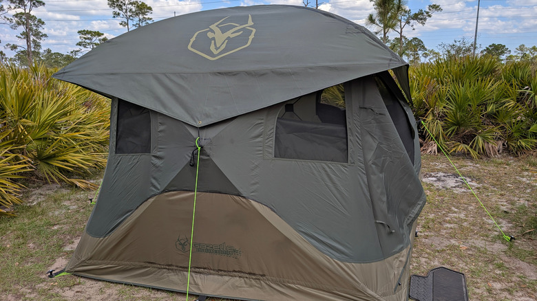 A Gazelle tent at sunset.