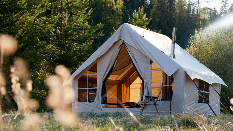 A large inflatable glamping tent