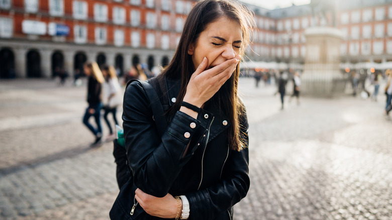 tired traveler yawning