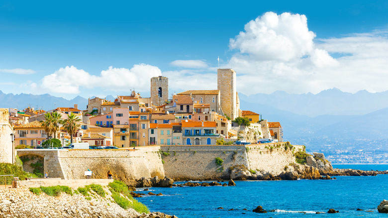 Historic center of Antibes on a rocky promontory sticking out into the sea