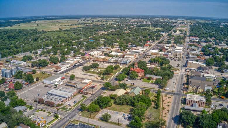 Aerial View of Gonzales, Texas in Summer
