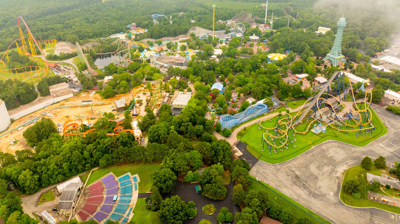 An aerial view of Kings Dominion amusement park in Virginia.