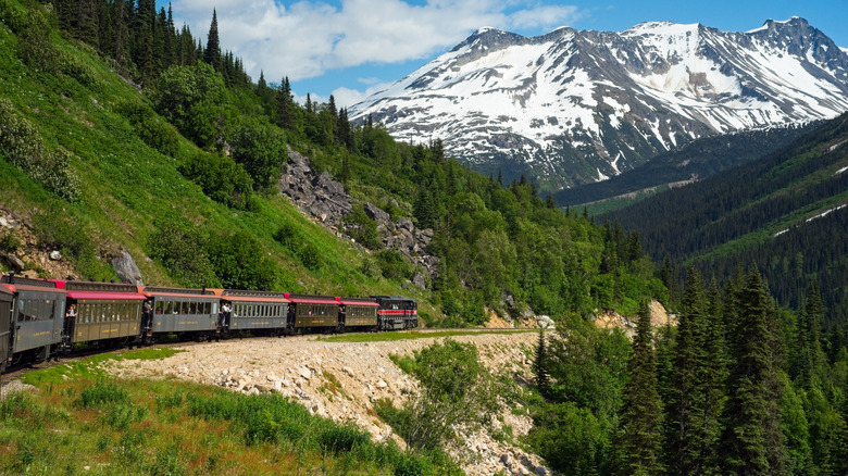 A passenger train on the White Pass and Yukon Route railroad
