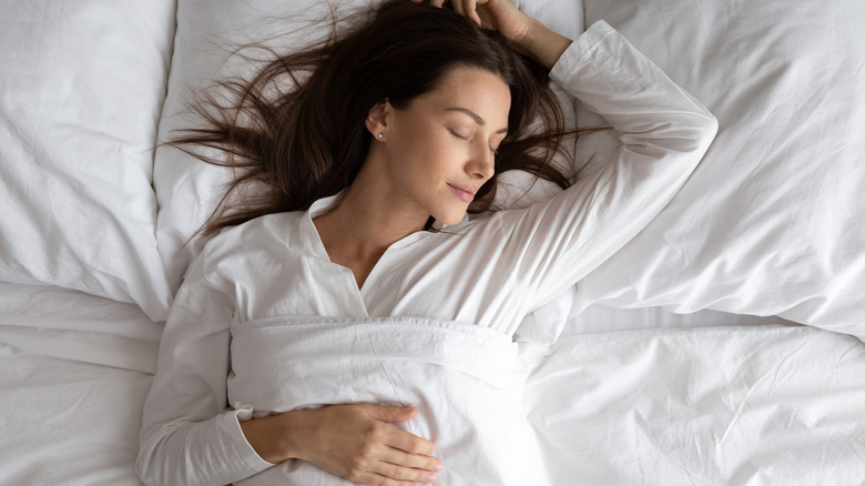 happy woman sleeping