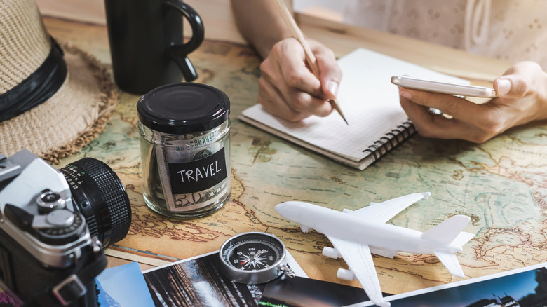 Woman plan a vacation