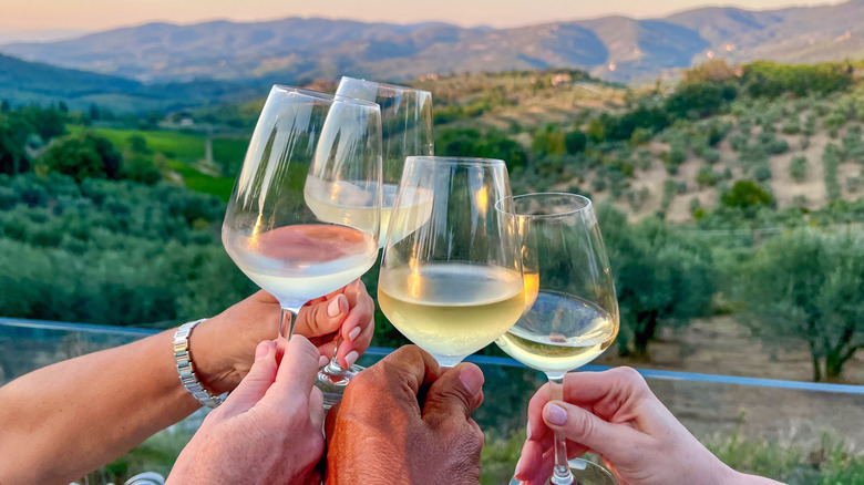 Scenic wine toast