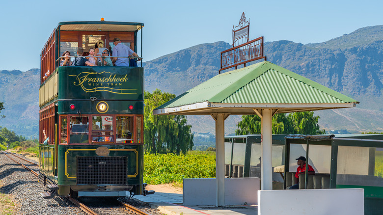 A frontal shot of the Franschhoek Wine Tram