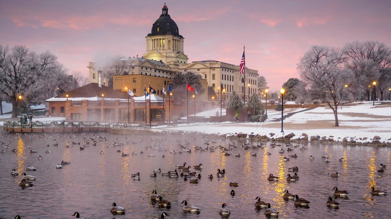 State Capitol Building in Pierre, South Dakota in the winter