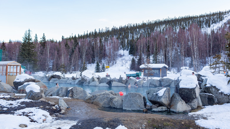 Chena Hot Springs in wintertime.