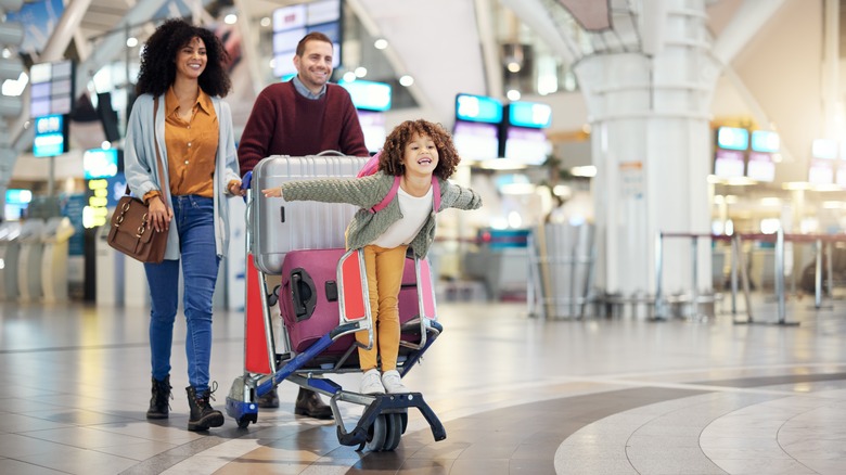 Family in an airport