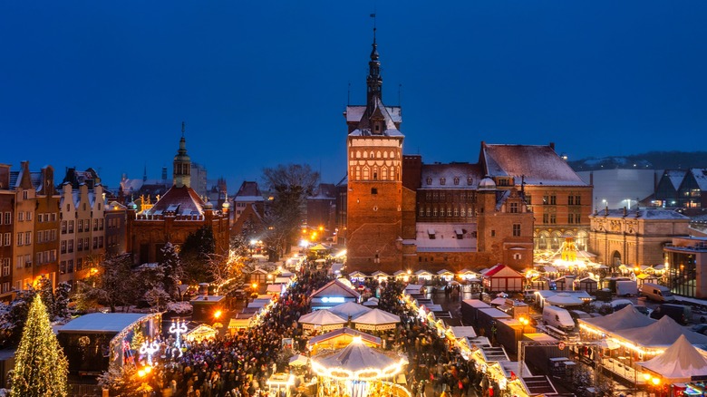 Aerial view, Gdańsk Christmas Fair