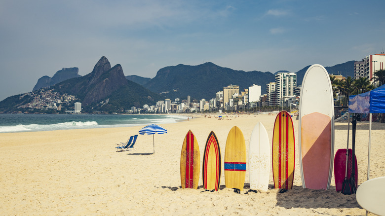 Ipanema with surfboards in sand