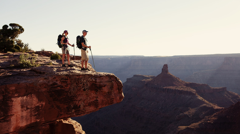 Couple standing on canyon