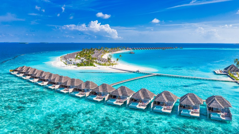 Aerial of a Maldivian resort