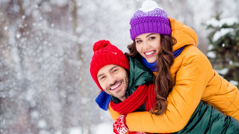 Couple in winter clothes